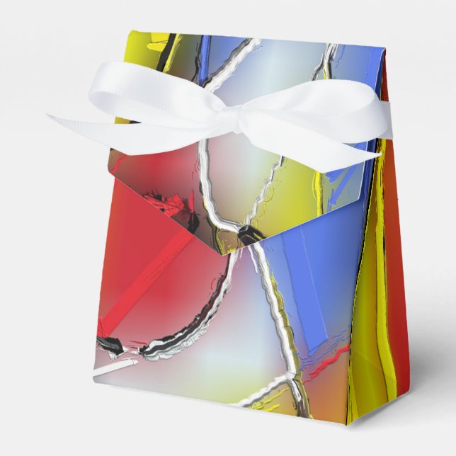 Red, Yellow, Black and Blue Favour Box (Front Side)