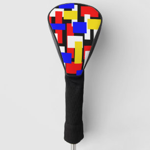 Red, Yellow, Black and Blue Geometric Blocks Golf Head Cover
