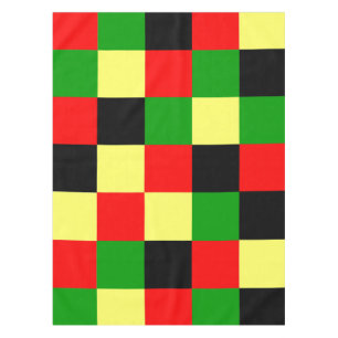 Red, Yellow, Black and Green Checkers Tablecloth