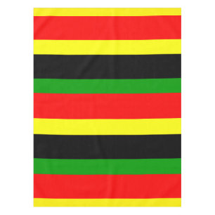 Red, Yellow, Black and Green Stripes Tablecloth
