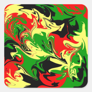 Red, Yellow, Black and Green Swirls Square Sticker