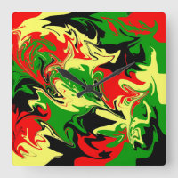 Red, Yellow, Black and Green Swirls