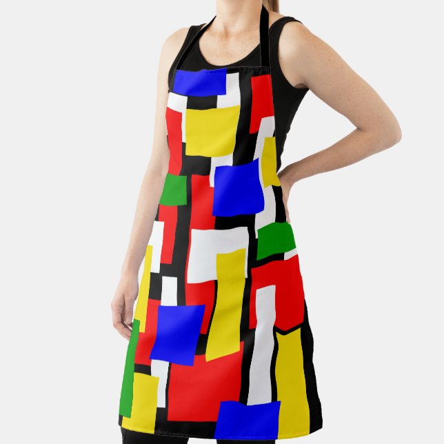 Red, Yellow, Black, Blue and Green Blocks Apron (Insitu)