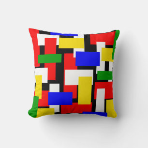 Red, Yellow, Black, Blue and Green Blocks Cushion