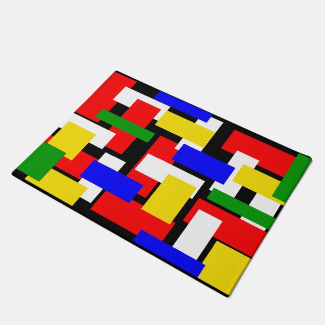 Red, Yellow, Black, Blue and Green Blocks Doormat (Angled)