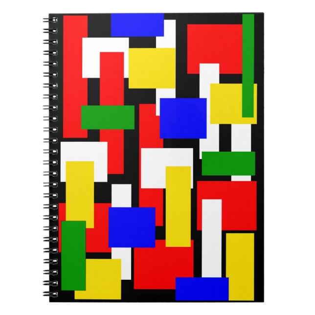 Red, Yellow, Black, Blue and Green Blocks Notebook (Front)