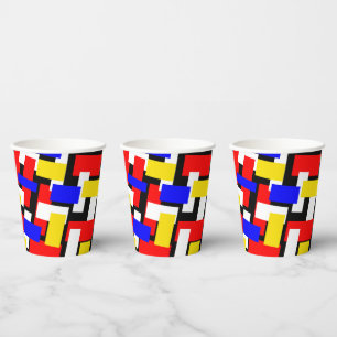 Red, Yellow, Black, Blue and Green Blocks  Paper Cups