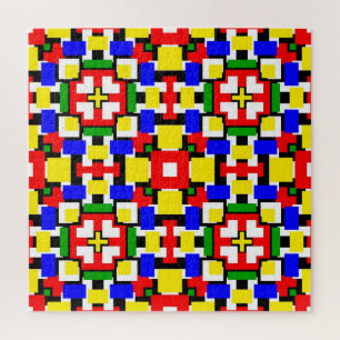 Red, Yellow, Black, Blue and Green Geometrics Jigsaw Puzzle
