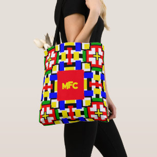 Red, Yellow, Black, Blue and Green Geometrics  Tote Bag