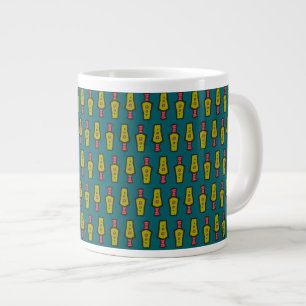 Red, Yellow, Black, Tribal on Teal; Jumbo Mug