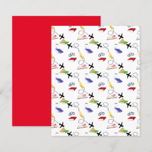 Red Yellow Blue Aeroplane Bicycle Scrapbook Paper