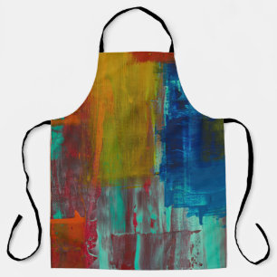 RED YELLOW BLUE AND WHITE ABSTRACT PAINTING APRON
