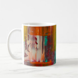 RED YELLOW BLUE AND WHITE ABSTRACT PAINTING COFFEE MUG