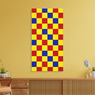 Red Yellow Blue Chequered Pattern Design  Canvas Print