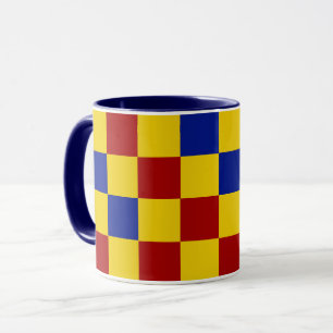 Red Yellow Blue Chequered Pattern Design Mug