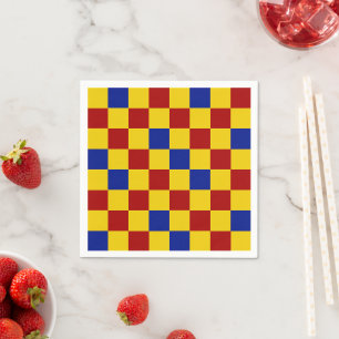Red Yellow Blue Chequered Pattern Design  Napkin