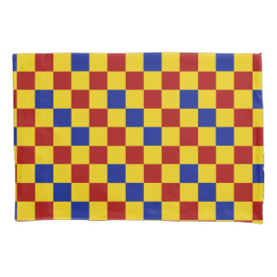 Red Yellow Blue Chequered Pattern Design Pillowcase