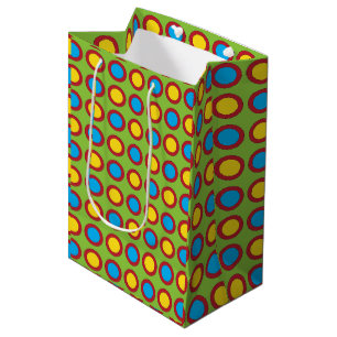 Red Yellow Blue Circles Pattern Medium Gift Bag