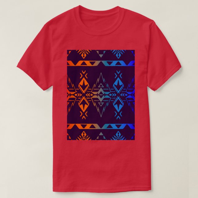 Red Yellow Blue Gradient Native Geo Print V4  T-Shirt (Design Front)