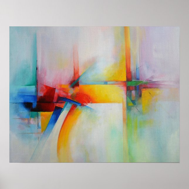 Red Yellow Blue Green Abstract Painting Poster (Front)