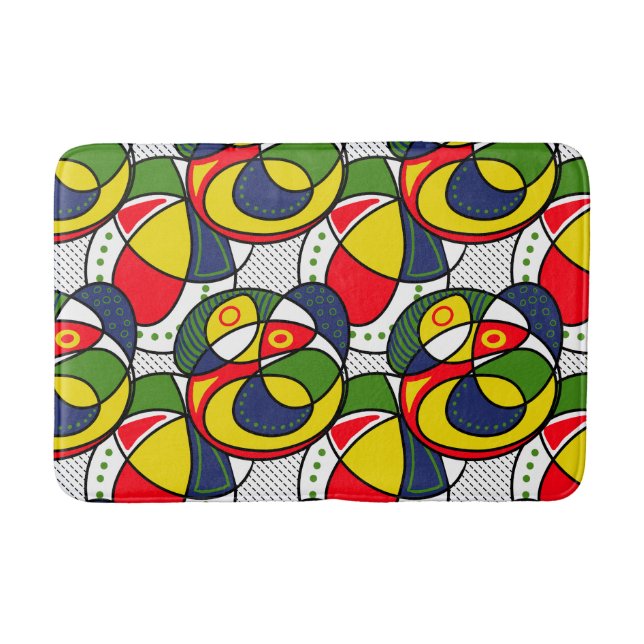 Red Yellow Blue Green Beach Ball Bath Mat (Front)