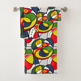 Red Yellow Blue Green Beach Ball Bath Towel Set