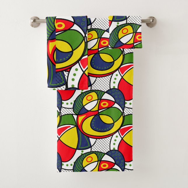 Red Yellow Blue Green Beach Ball Bath Towel Set (Insitu)