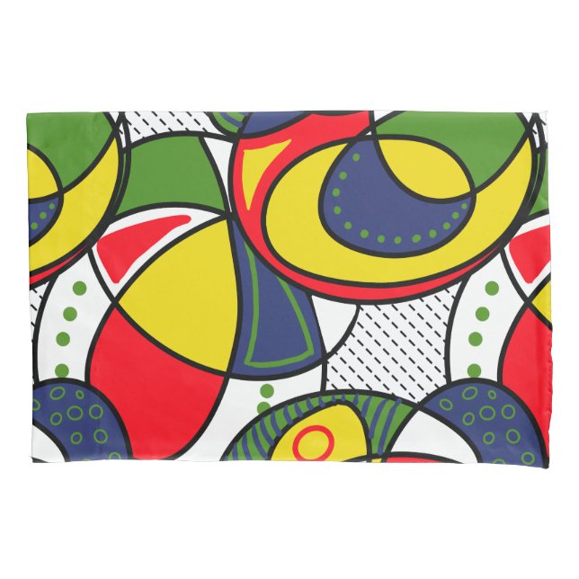 Red Yellow Blue Green Beach Ball Pillowcase (Front-Left)