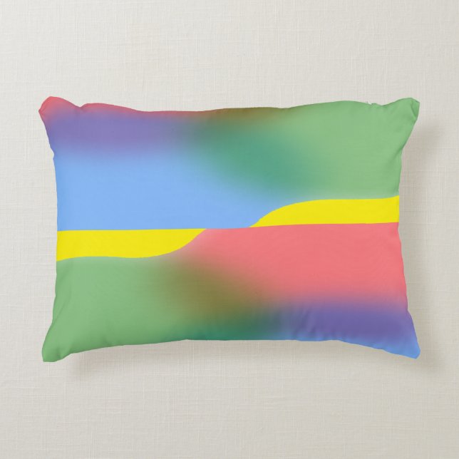 Red Yellow Blue Green Colour Waves Reflection Decorative Cushion (Front)