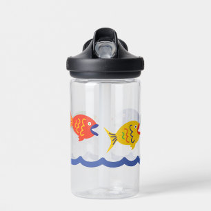 Red Yellow Blue Green Fishies Water Bottle