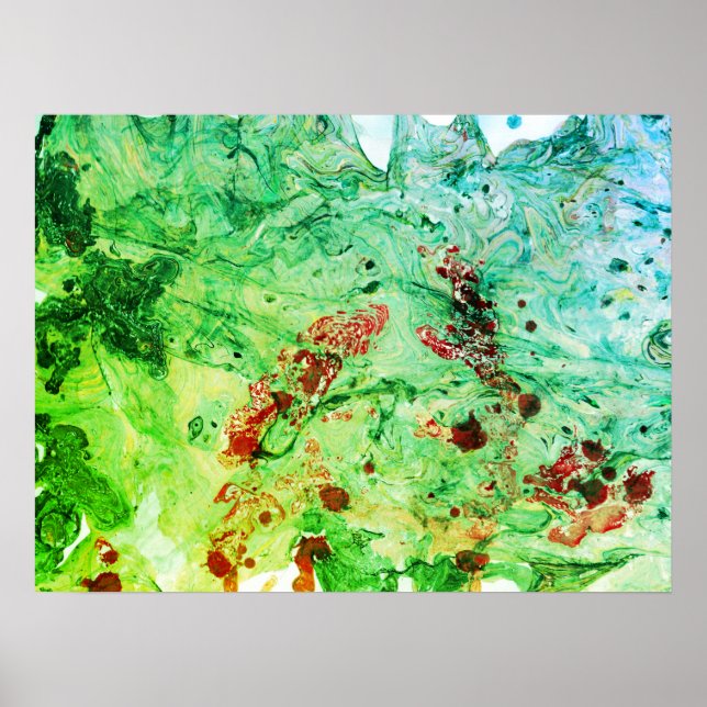 Red Yellow Blue Green Modern Abstract Art Trendy Poster (Front)