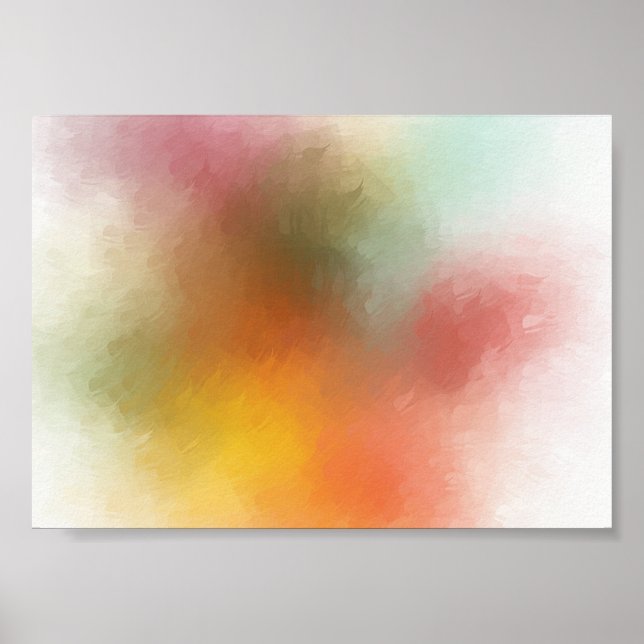 Red Yellow Blue Green Purple Pink Modern Abstract Poster (Front)