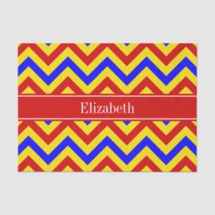 Red, Yellow, Blue LG Chevron Red Name Monogram Tissue Paper