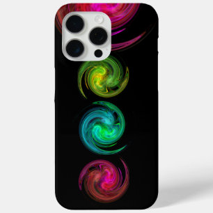 RED YELLOW BLUE LIGHT VORTEX Fractal Art, Black iPhone 15 Pro Max Case