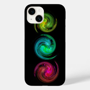 RED YELLOW BLUE LIGHT VORTEX Fractal Art, Black Case-Mate iPhone 14 Case
