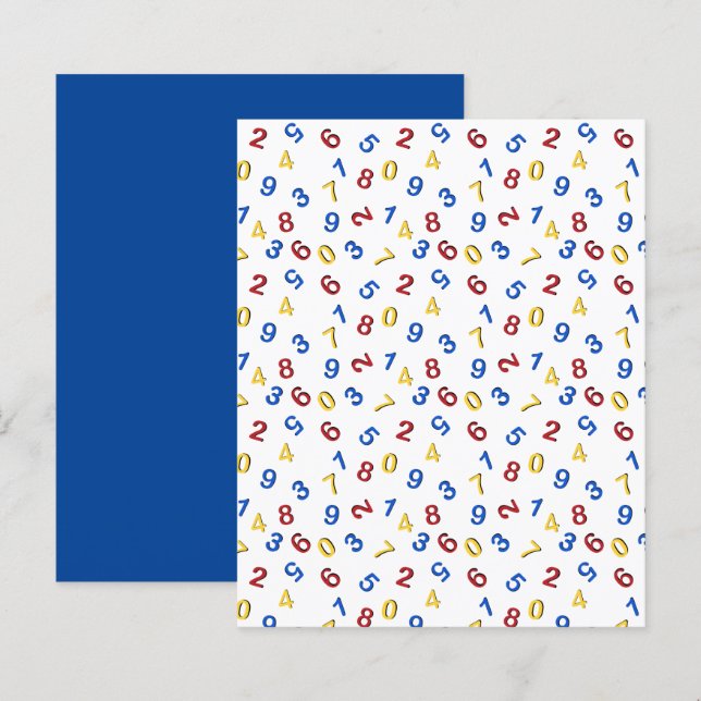 Red Yellow Blue Numbers Scrapbook Paper (Front/Back)