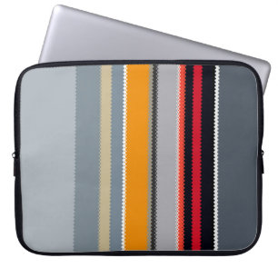 Red Yellow Blue Silver Gray Striped Pattern Laptop Sleeve