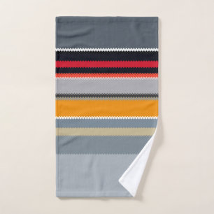 Red Yellow Blue Silver Multicolor Striped Pattern Hand Towel