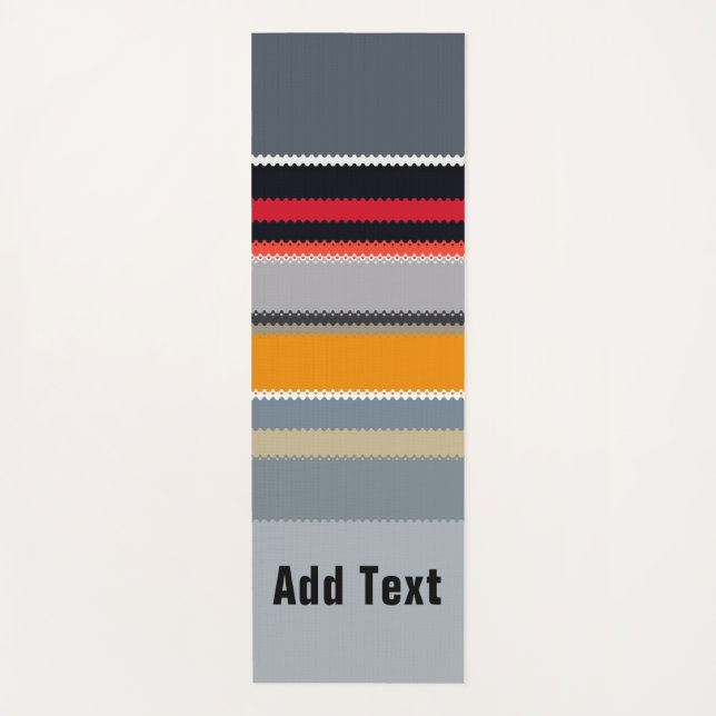 Red Yellow Blue Silver Multicolor Striped Pattern Yoga Mat (Front)