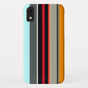 Red Yellow Blue Silver Multicolored Stripes iPhone XR Case
