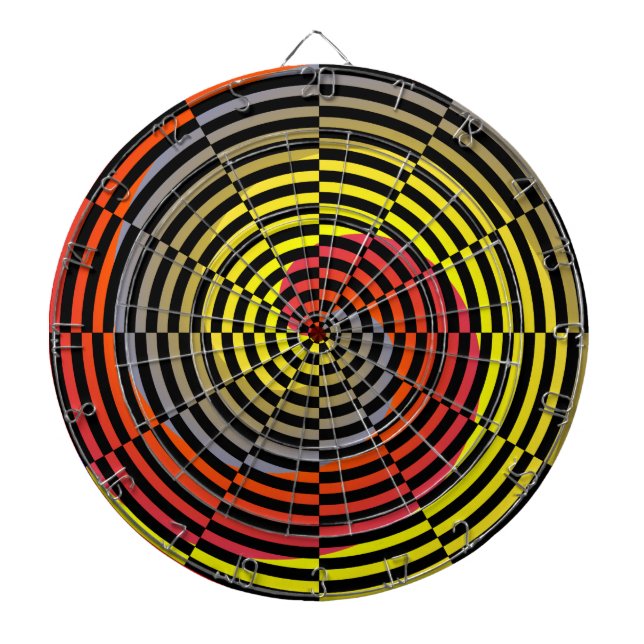 Red Yellow Blue Spiral by Kenneth Yoncich Dartboard (Front)