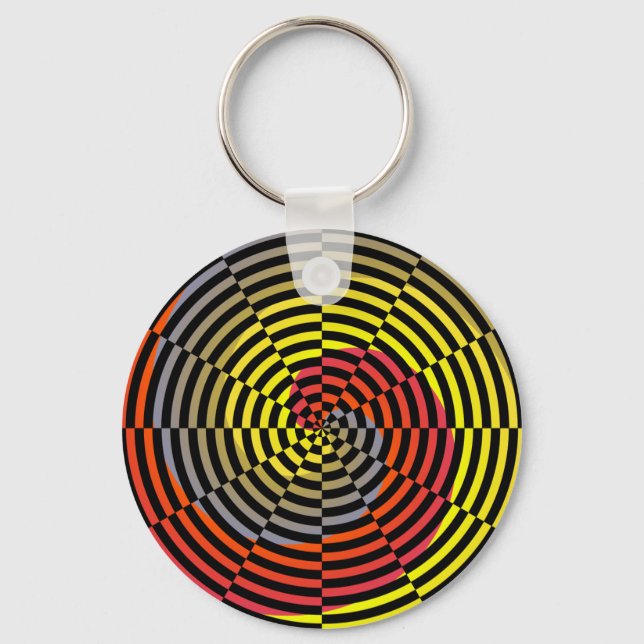 Red Yellow Blue Spiral by Kenneth Yoncich Key Ring (Front)