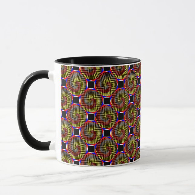 Red Yellow Blue Spiral by Kenneth Yoncich Mug (Left)