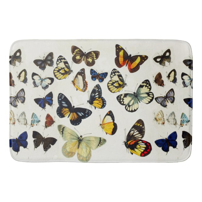 RED YELLOW BLUE WHITE BUTTERFLIES Beauty Nature Bath Mat (Front)