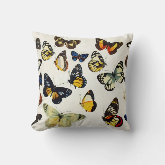 RED YELLOW BLUE WHITE BUTTERFLIES Beauty Nature Cushion (Front)