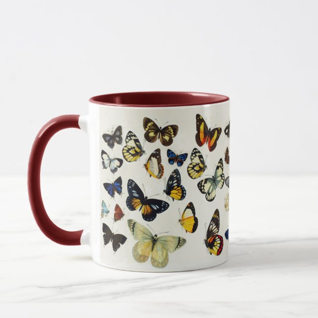 RED YELLOW BLUE WHITE BUTTERFLIES Beauty Nature Mug (Left)