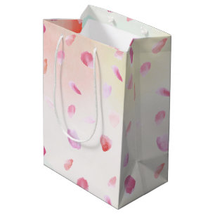 Red Yellow Blush Pink Peach Rose Petals Medium Gift Bag