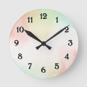 Red Yellow Blush Tie Dye Round Clock