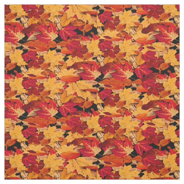 Red Yellow Brown Orange Autumn Leaves Fabric (Swatch)