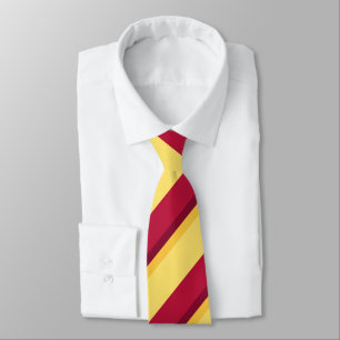 Red Yellow Burgundy and Gold Regimental Stripe Tie